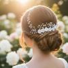 Exbrith Bridal Flower Hair Comb for Women and Girls view 3