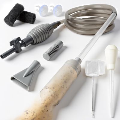 Aquarium Gravel Vacuum with 5 Attachments, Pump and Hose Valve for Water Changes