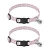 Adjustable Dog Collar for Small Dogs, Gingham Hearts, Bell Collar, 26.9 cm to 43.4 cm, Pink, 2 Pack view 1
