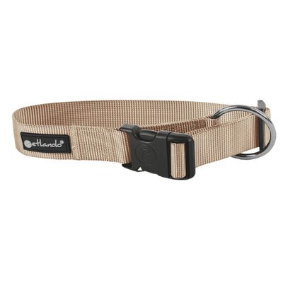 Petlando Wide Dog Collar, Adjustable, Extra Large O-Ring, Durable & Easy Care, Basic Comfort Collar for Medium Dogs, Champagne, M