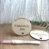 Generic Pregnancy Announcement Wooden Disc, We’re Expecting a 2026 or 2027 Baby, 10 cm Diameter, Birth 2026 (March Baby 2027) view 1
