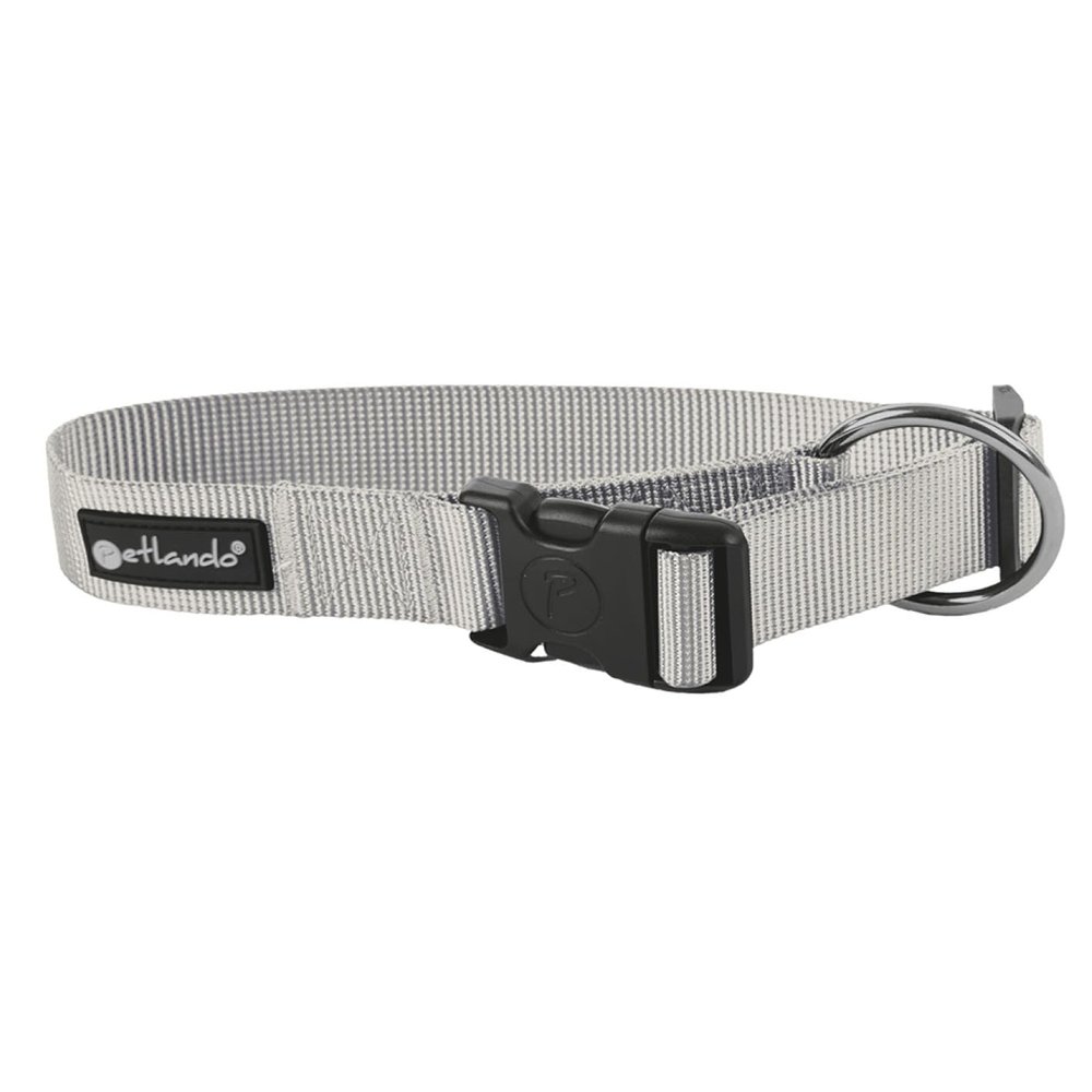 Petlando Basic Comfort Wide Dog Collar, Silver, XL