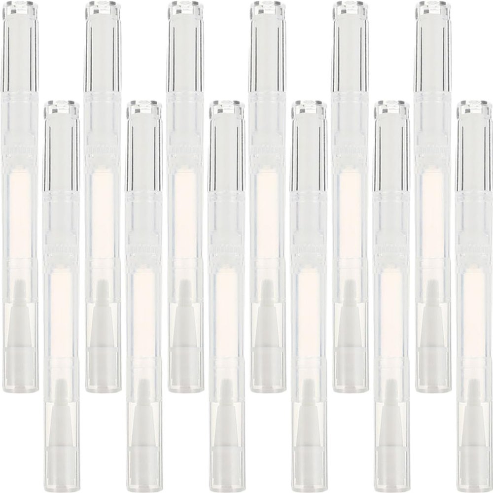 Lurrose 12-Pack 3 mL Empty Refillable Nail Art and Cosmetic Brush Pens