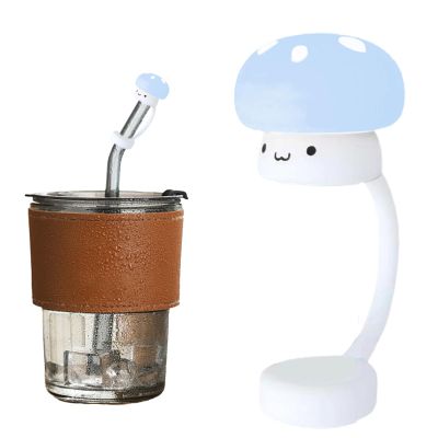Silicone Drinking Straw Cover, Mushroom-Shaped Straw Protector