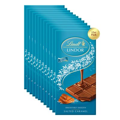 Lindt Lindor Caramel Sea Salt Bar, 12 x 100 g