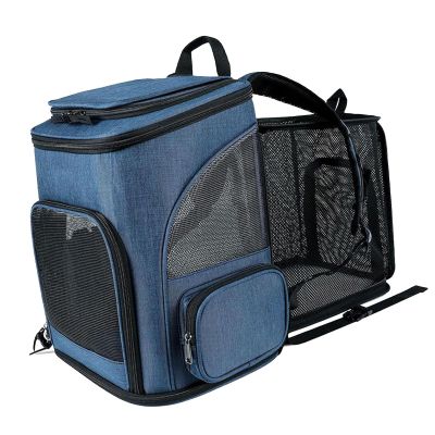 TIKATARER Expandable Cat Backpack Carrier for Small Dogs and Medium Cats up to 18 lb, Blue