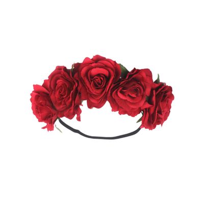 Red Fabric Rose Headband for Hair, Elegant S