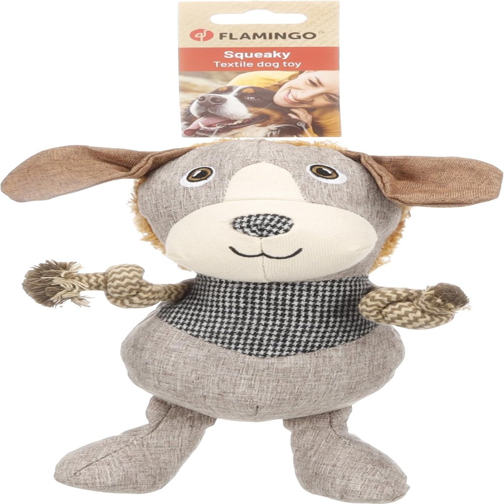 Dog Toy - Libar Brown - Durable Fabric with Squeaker - 22x8.5x27cm