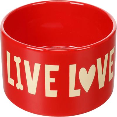 Flamingo LILOBA Ceramic Food & Water Bowl, Red, 20 x 20 x 8 cm