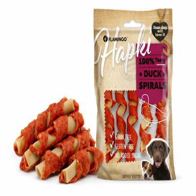 Flamingo Hapki Duck Spiral Dog Treats - 5 pcs 85 g