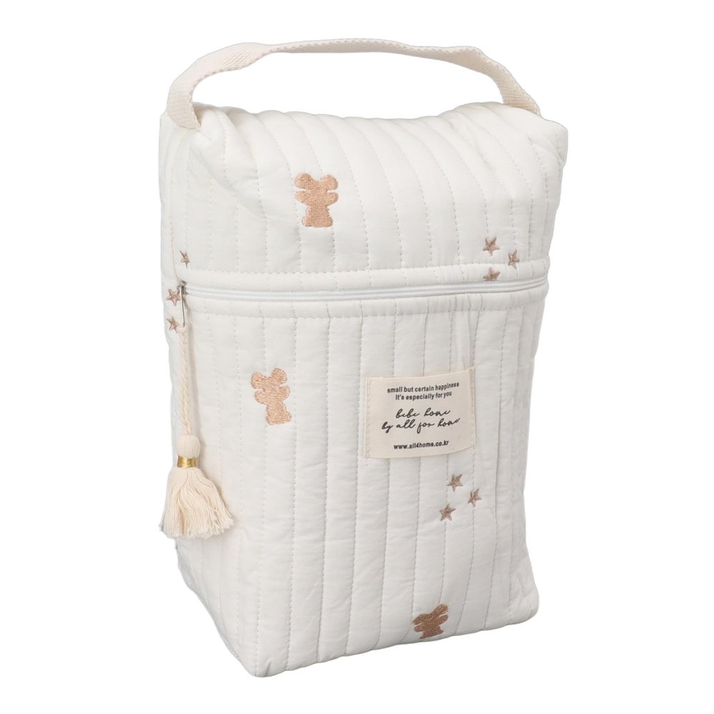 Acouto Cute Embroidered Quilted Cotton Diaper Bag
