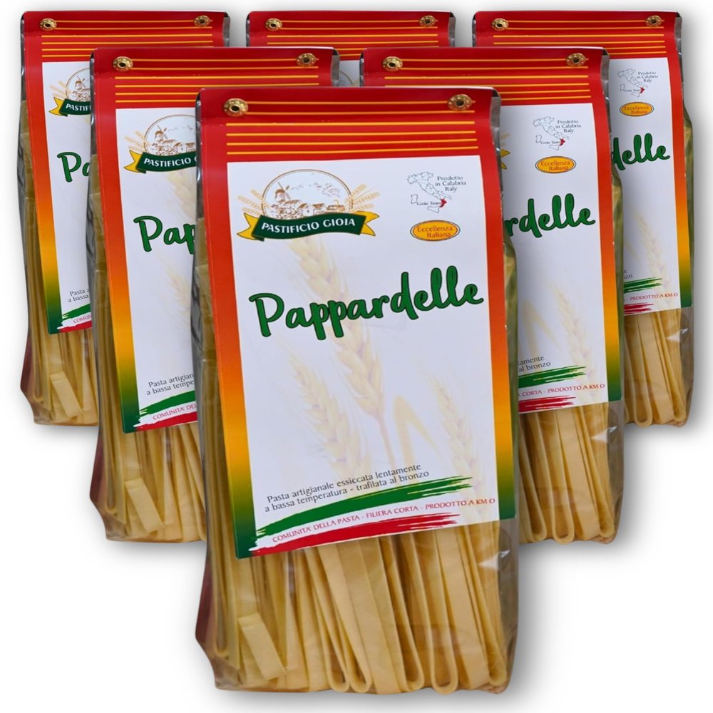 Pastificio Gioia Pappardelle Handmade Durum Wheat Pasta, 6 x 500 g
