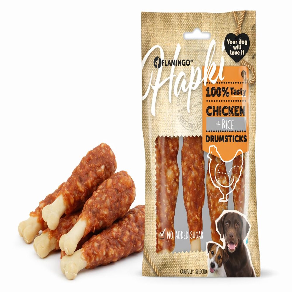 Hapki Drumstick Dog Treat - Chicken & Rice - 10 cm - 85 g - No Added Sugar