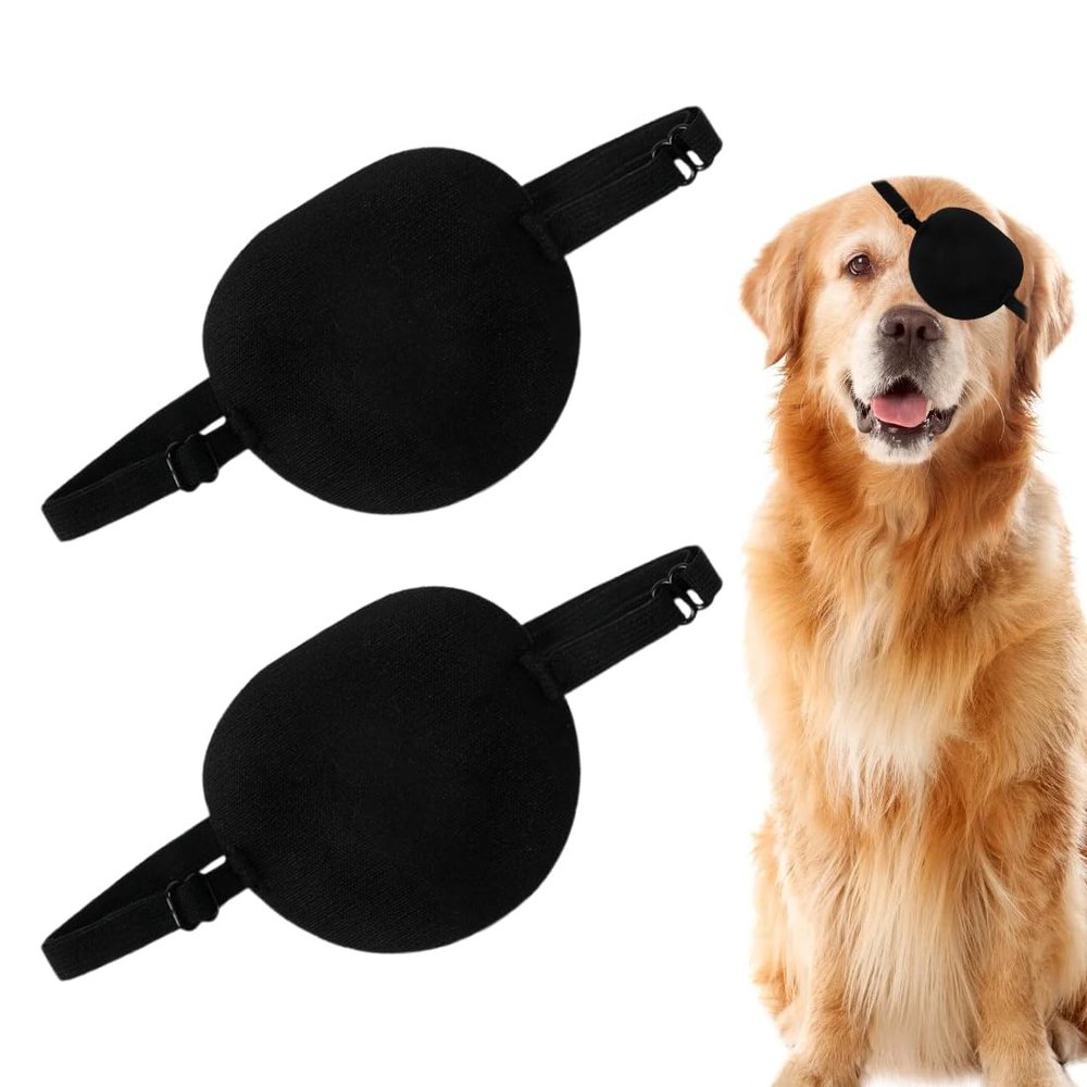 EOYVAIL Dog Eye Care Mask, Black, Adjustable Closure (2 Pack)