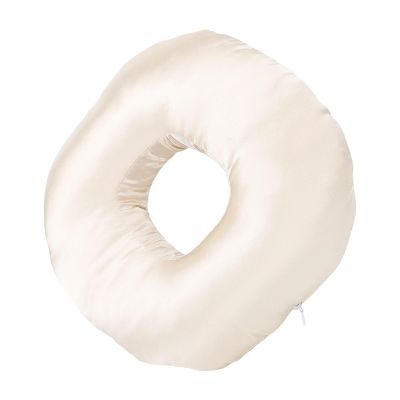 Drfeify Ear Piercing Pillow, Satin Donut Pillow with Ear Opening for Side Sleepers and Headphone Users