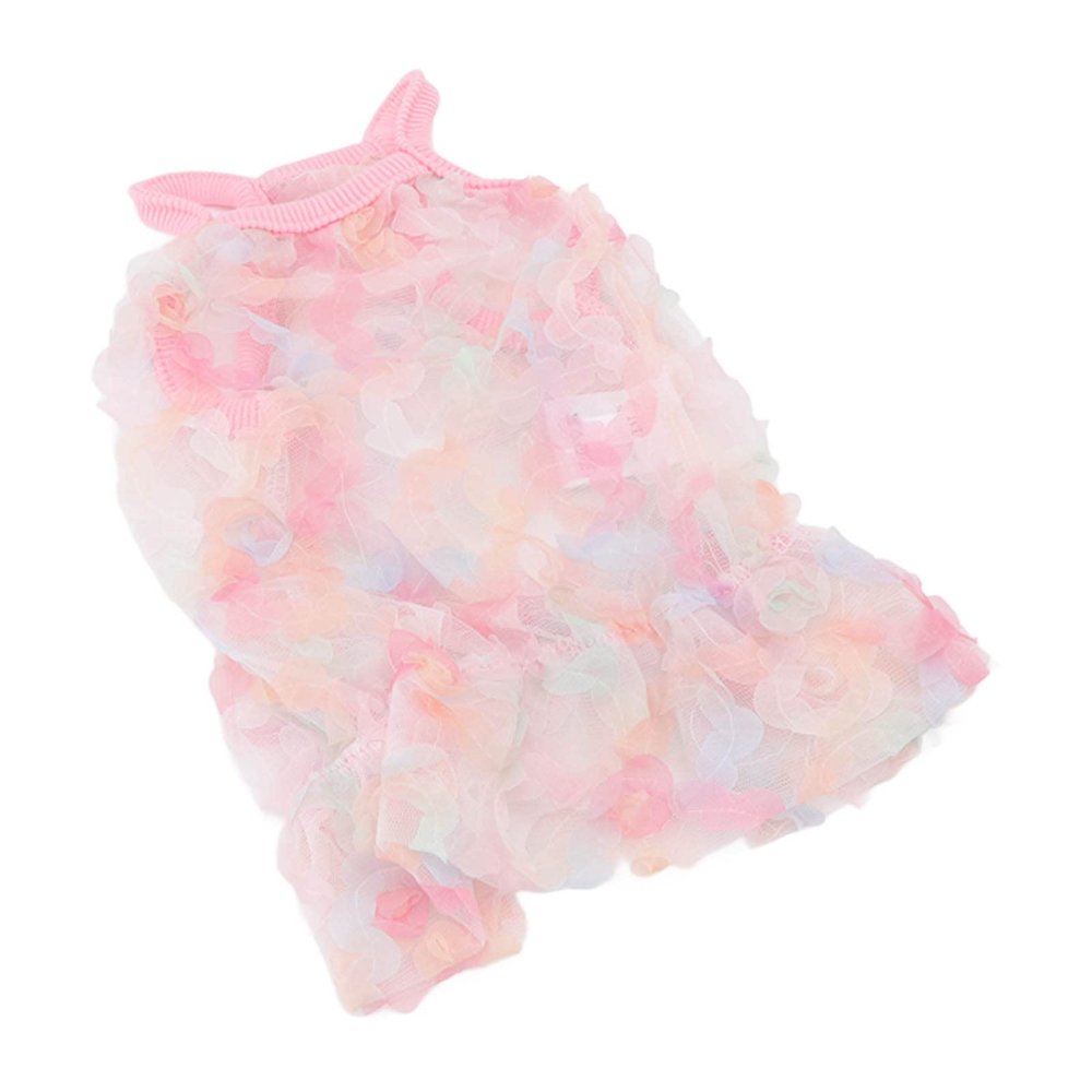 Drfeify Pet Suspender Dress, Breathable, with Tulle Embroidered Flower Skirt for Cats, Perfect for Weddings and Parties (M)