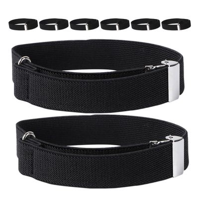 Abaodam 4 Pairs Adjustable Elastic Sleeve Garters, Black Stretch Material, for Women and Men