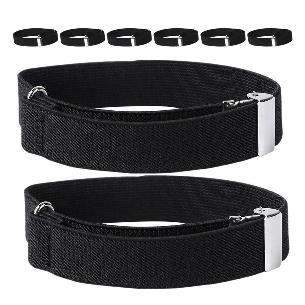 Abaodam 4 Pairs Adjustable Elastic Sleeve Garters, Black Stretch Material, for Women and Men