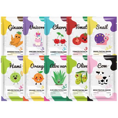 10-Piece Face Mask Set for Women & Teens, Hydrating Sheet Masks