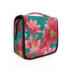 Yoogain Western Red Lily Strawberry Turquoise Travel Toiletry Bag, Hanging Cosmetic Bag with Hook, Zippered, Vertical, Freestanding view 1