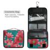 Yoogain Western Red Lily Strawberry Turquoise Travel Toiletry Bag, Hanging Cosmetic Bag with Hook, Zippered, Vertical, Freestanding view 4