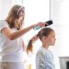 Hair Straightening Styling Brush with Ceramic Bristles for Women, Short Hair, Portable, Sky Blue view 3
