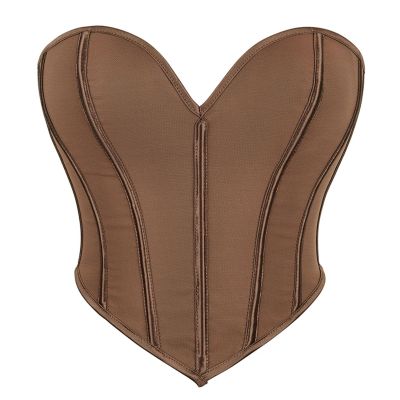 Generic Women's Black Lace-Up Corset Top with Boning