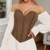 Generic Women's Black Lace-Up Corset Top with Boning view 3