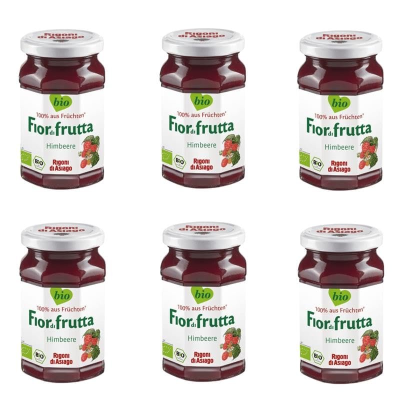 Rigoni di Asiago Fiordifrutta Organic Raspberry Fruit Spread, 6 x 250 g