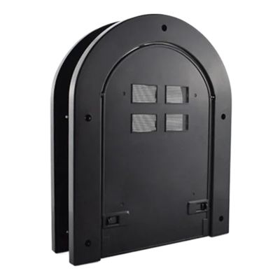 Pet Cat and Small Dog Door with Magnetic Flap for Curved Wooden Doors, ABS Plastic, Black