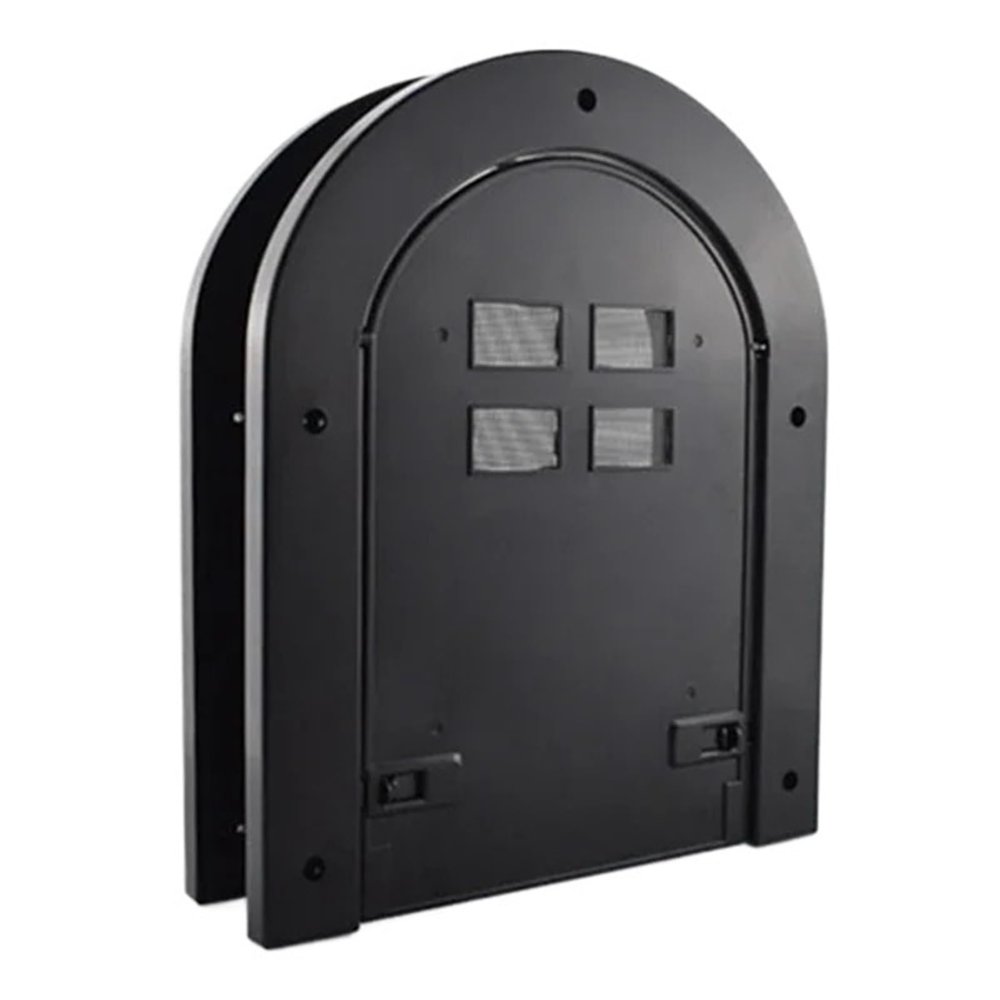Pet Cat and Small Dog Door with Magnetic Flap for Curved Wooden Doors, ABS Plastic, Black