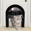 Pet Cat and Small Dog Door with Magnetic Flap for Curved Wooden Doors, ABS Plastic, Black view 2
