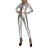 Gefomuofe Women's Wet-Look Faux-Leather Catsuit with Corset and Thong Bodysuit view 1