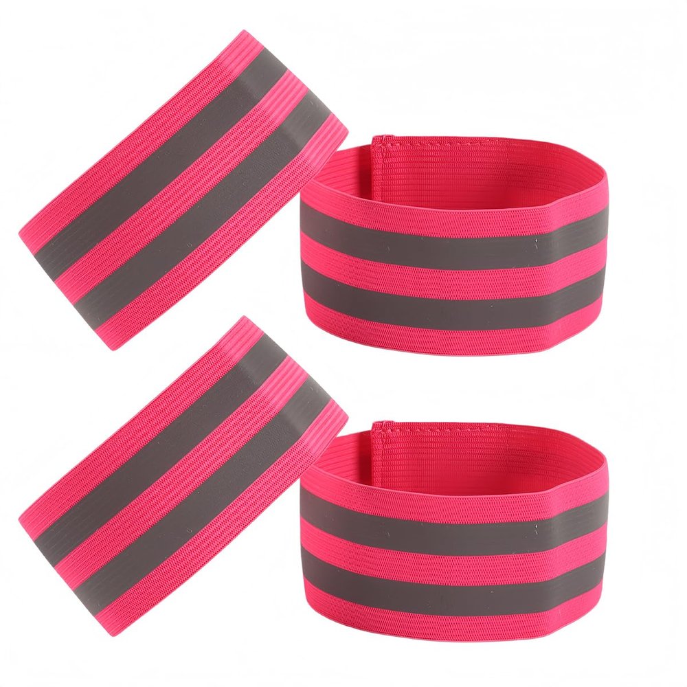Riven 4 Pack Elastic Reflective Bands (Rose Pink, 35cm)