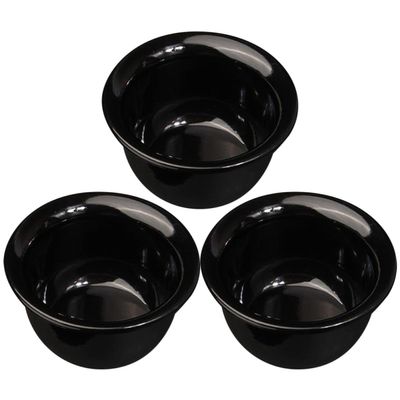 Artibetter 3-Piece Men's Shaving Bowl Set, Black Plastic, Compact with Sturdy Base