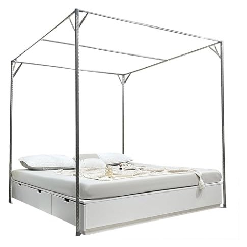 Sturdy Metal Bed Frame, 4-Poster Design with 27 mm Thick Poles for Double and Full Beds