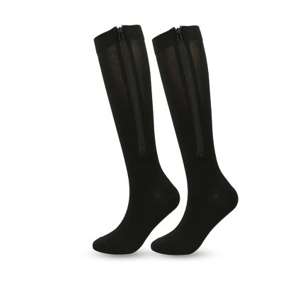 Graduated Compression Socks with Zipper, Black, L-XL