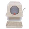 LiebeWH Stainless Steel Cat Litter Box with Lid, XL Top-Entry Enclosed Litter Box for Large Cats, Khaki view 1
