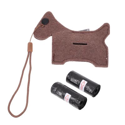 Dog Waste Bag Holder, Secure and Sturdy, 1 Set, Brown