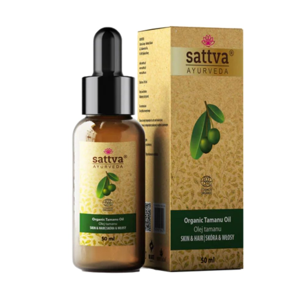 Sattva Ayurveda Organic Tamanu Oil, Cold-Pressed & Unrefined, ECOCERT COSMOS ORGANIC, Face, Hair & Body, 50 ml