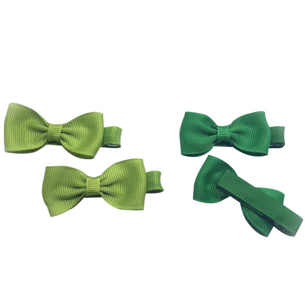 MUSISALY 4-Piece Hair Bow Duckbill Clips for Girls, Green Clover Hair Clips, Lightweight Headwear for St. Patrick's Day and Festive Occasions
