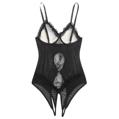 Women's Lace Mesh Crotchless Catsuit