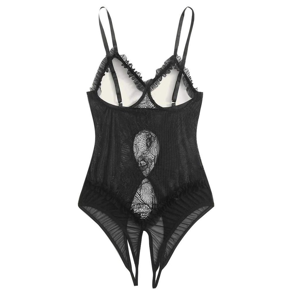 Women's Lace Mesh Crotchless Catsuit