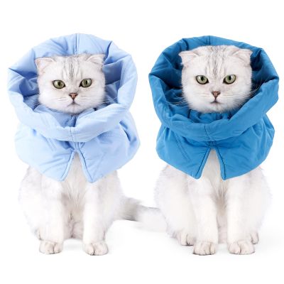 Adjustable Cat Collar, Stop Licking Scarf, Soft Polyester Wound Protection