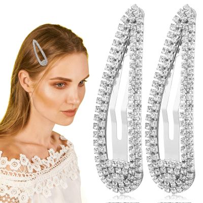 SKISUNO 2-Piece Large Rhinestone Water Drop Hair Clips