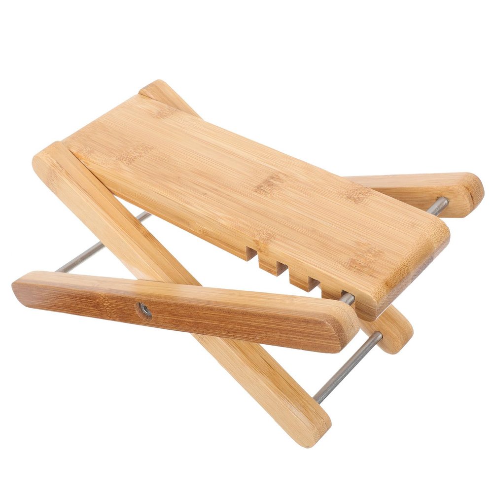 Adjustable Folding Bamboo Footrest for Pedicures and Nail Care