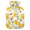 Honeycombs Bees Bright Hot Water Bottle with Soft Cover, Medium view 1