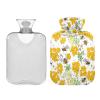 Honeycombs Bees Bright Hot Water Bottle with Soft Cover, Medium view 2
