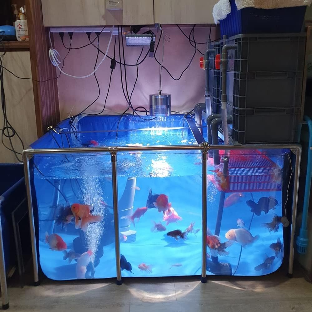 PVC Aquarium Canvas with Steel Frame and Clear Viewing Window, Easy Assembly for Large Fish and Aquatic Animals