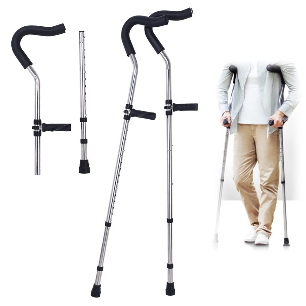 Foldable Forearm Crutches with Padded Supports and Ergonomic Handles